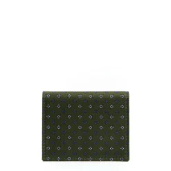 E.Marinella Porta Carte Di Credito|PORTACARTE PIEGHEVOLE IN SETA PELLE VERDE SCURO 10 scomparti