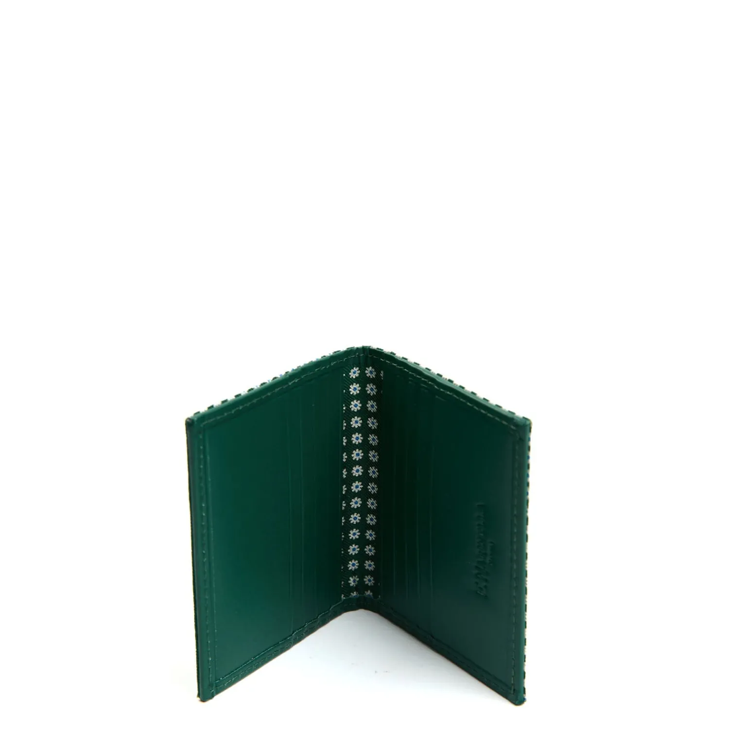 E.Marinella Porta Carte Di Credito|PORTACARTE PIEGHEVOLE IN SETA PELLE VERDE SCURO 10 scomparti