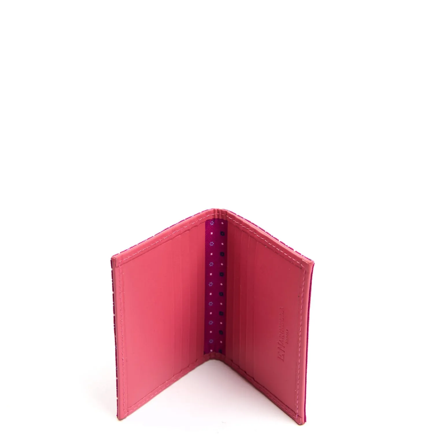 E.Marinella Porta Carte Di Credito|PORTACARTE PIEGHEVOLE IN SETA PELLE FUCSIA 10 scomparti