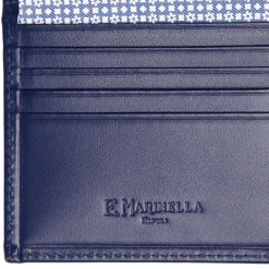 E.Marinella Portafogli|PORTAFOGLIO PICCOLO AZZURRO POLVERE In seta e pelle