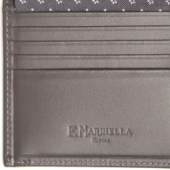 E.Marinella Portafogli|PORTAFOGLIO PICCOLO GRIGIO SCURO In seta e pelle
