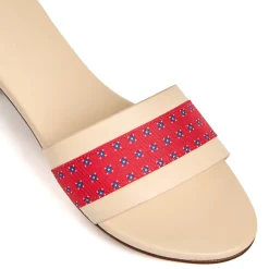 E.Marinella Sandali|SANDALO FLAT ICONOGRAPHIC SIGNATURE Con fascia in seta rossa