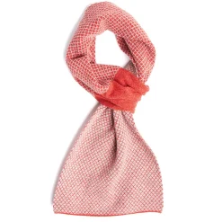 E.Marinella Scaldacollo|SCALDACOLLO ARANCIONE E BEIGE IN CASHMERE Microfantasia geometrica