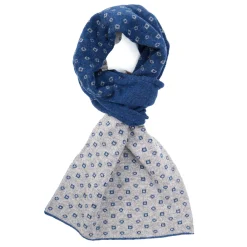E.Marinella Scaldacollo|SCALDACOLLO BLU E GRIGIO MICROFANTASIA In cashmere