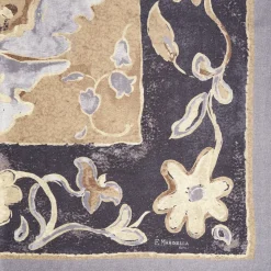 E.Marinella Sciarpe Invernali|SCIALLE 135 GRIGIO IN LANA E SETA Con disegno di fiori a pastello