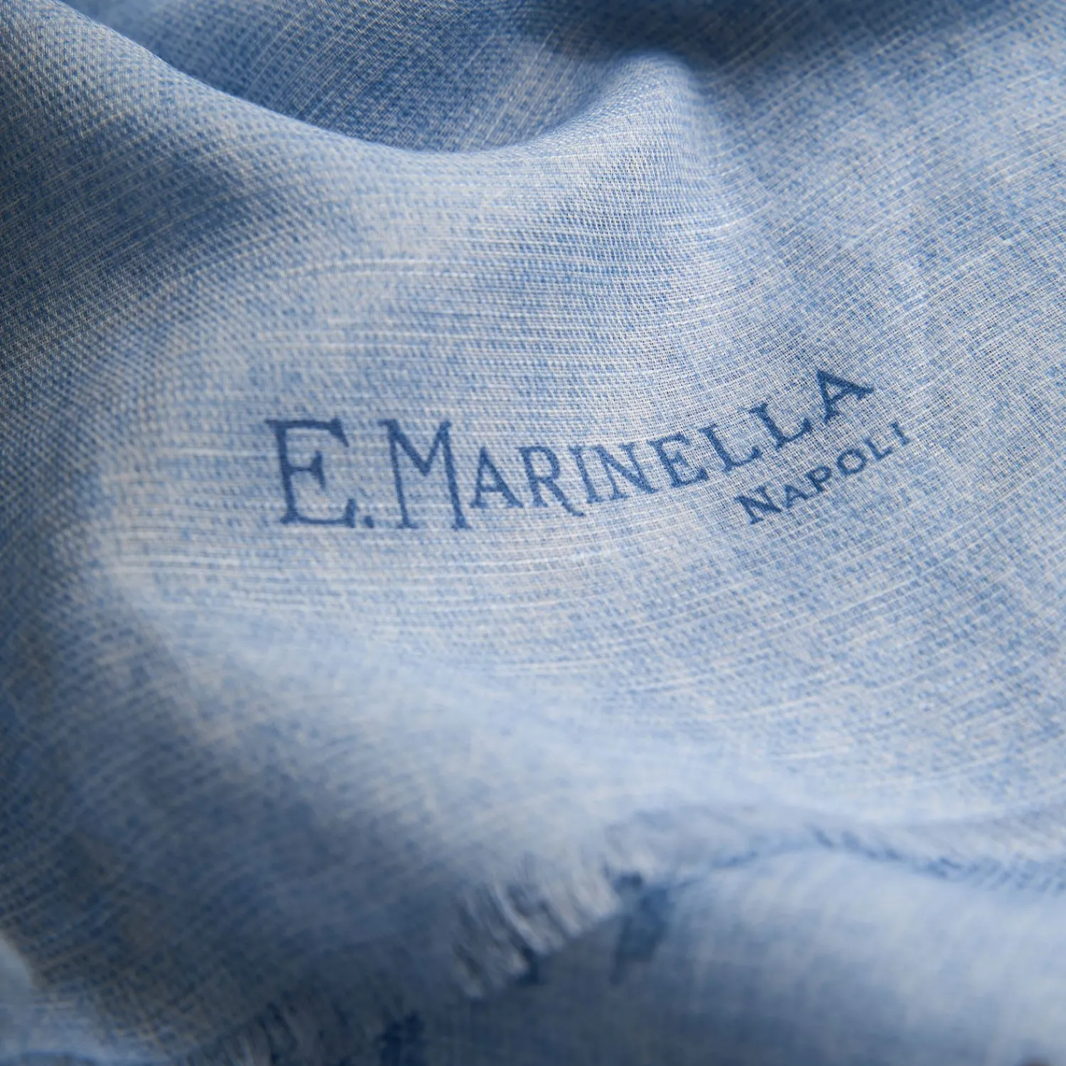 E.Marinella Sciarpe Estive|SCIARPA AZZURRO IN COTONE E LINO Macro flowers
