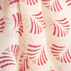 E.Marinella Sciarpe Estive|SCIARPA BEIGE IN COTONE E LINO Ventagli rossi