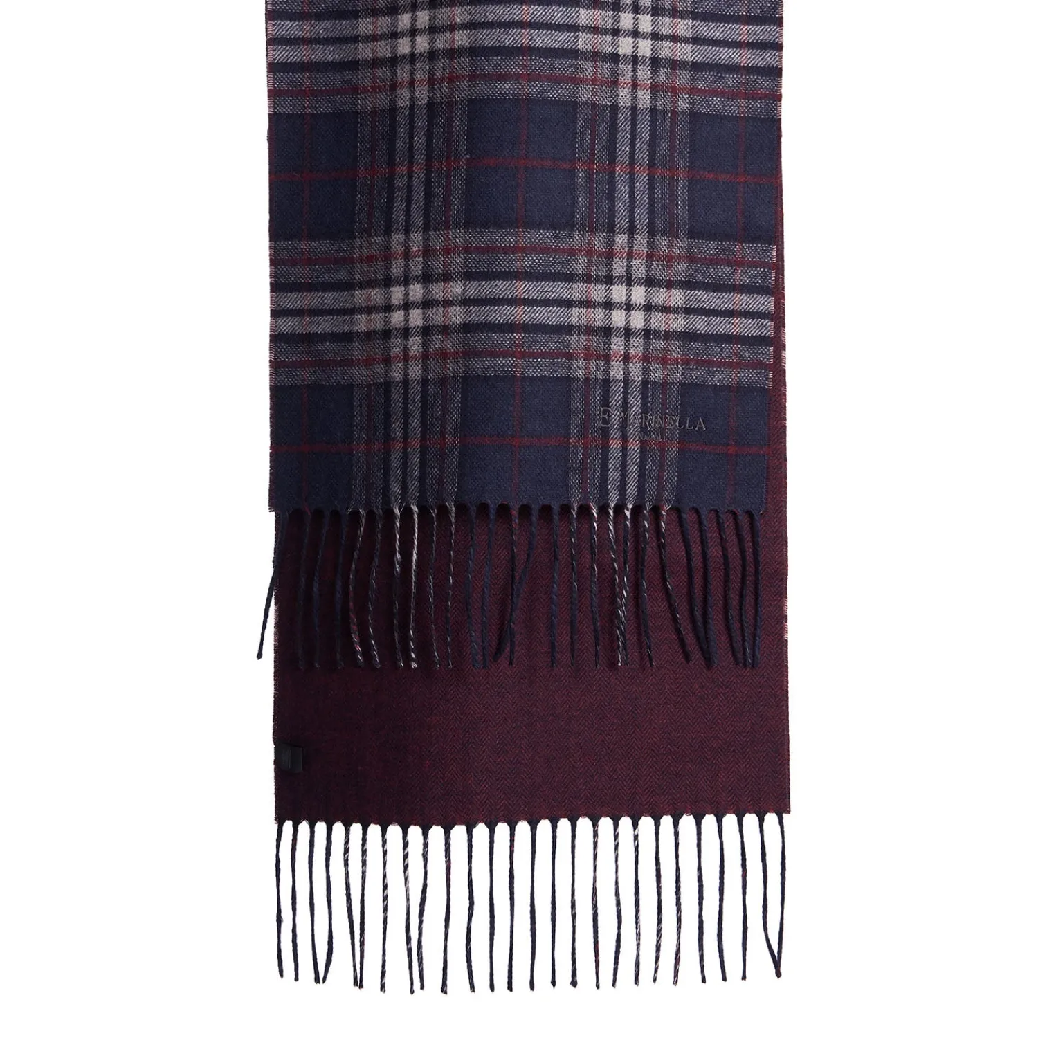E.Marinella Sciarpe Invernali|Sciarpe Invernali|SCIARPA BICOLOR BLU SCURO IN SETA E CASHMERE Check