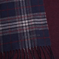 E.Marinella Sciarpe Invernali|Sciarpe Invernali|SCIARPA BICOLOR BLU SCURO IN SETA E CASHMERE Check