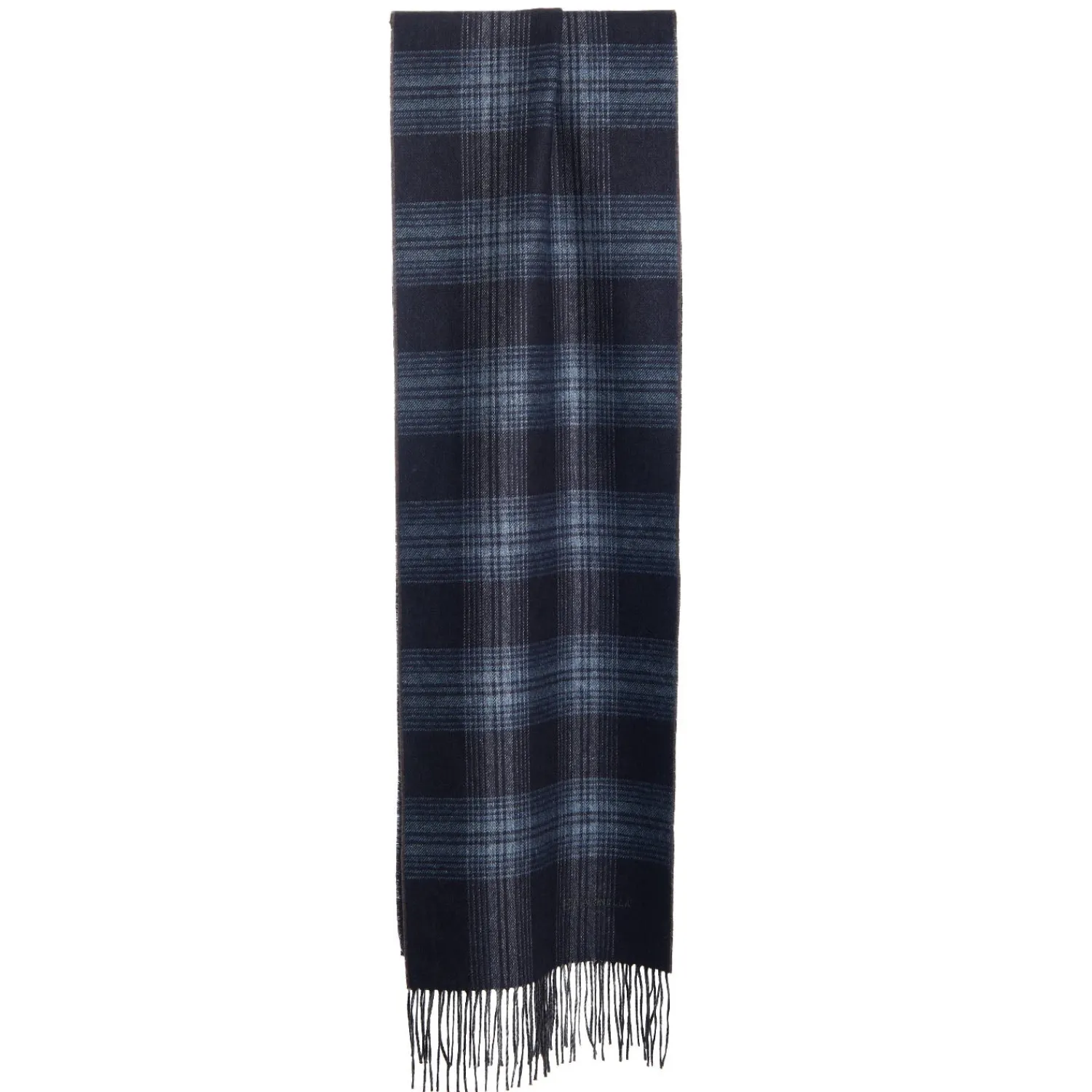 E.Marinella Sciarpe Invernali|Sciarpe Invernali|SCIARPA BICOLOR BLU SCURO IN SETA E CASHMERE Check
