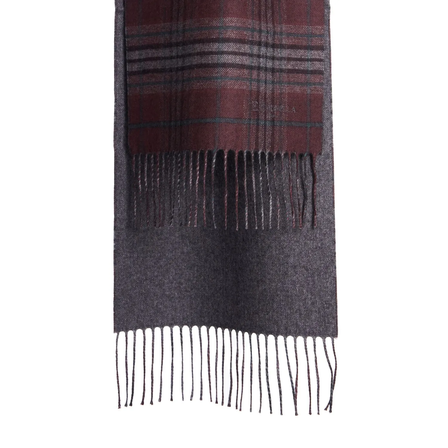 E.Marinella Sciarpe Invernali|Sciarpe Invernali|SCIARPA BICOLOR BORDEAUX IN SETA E CASHMERE Check