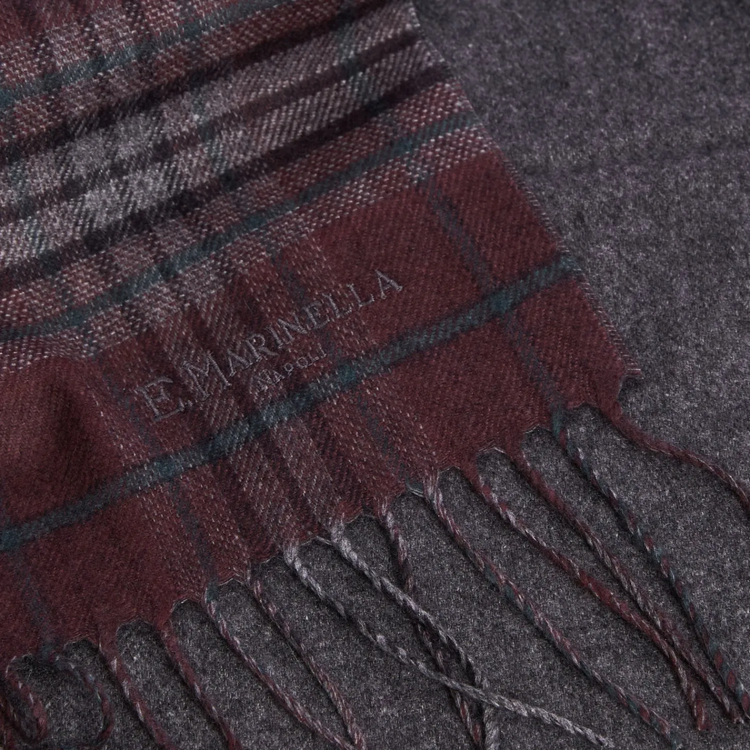 E.Marinella Sciarpe Invernali|Sciarpe Invernali|SCIARPA BICOLOR BORDEAUX IN SETA E CASHMERE Check