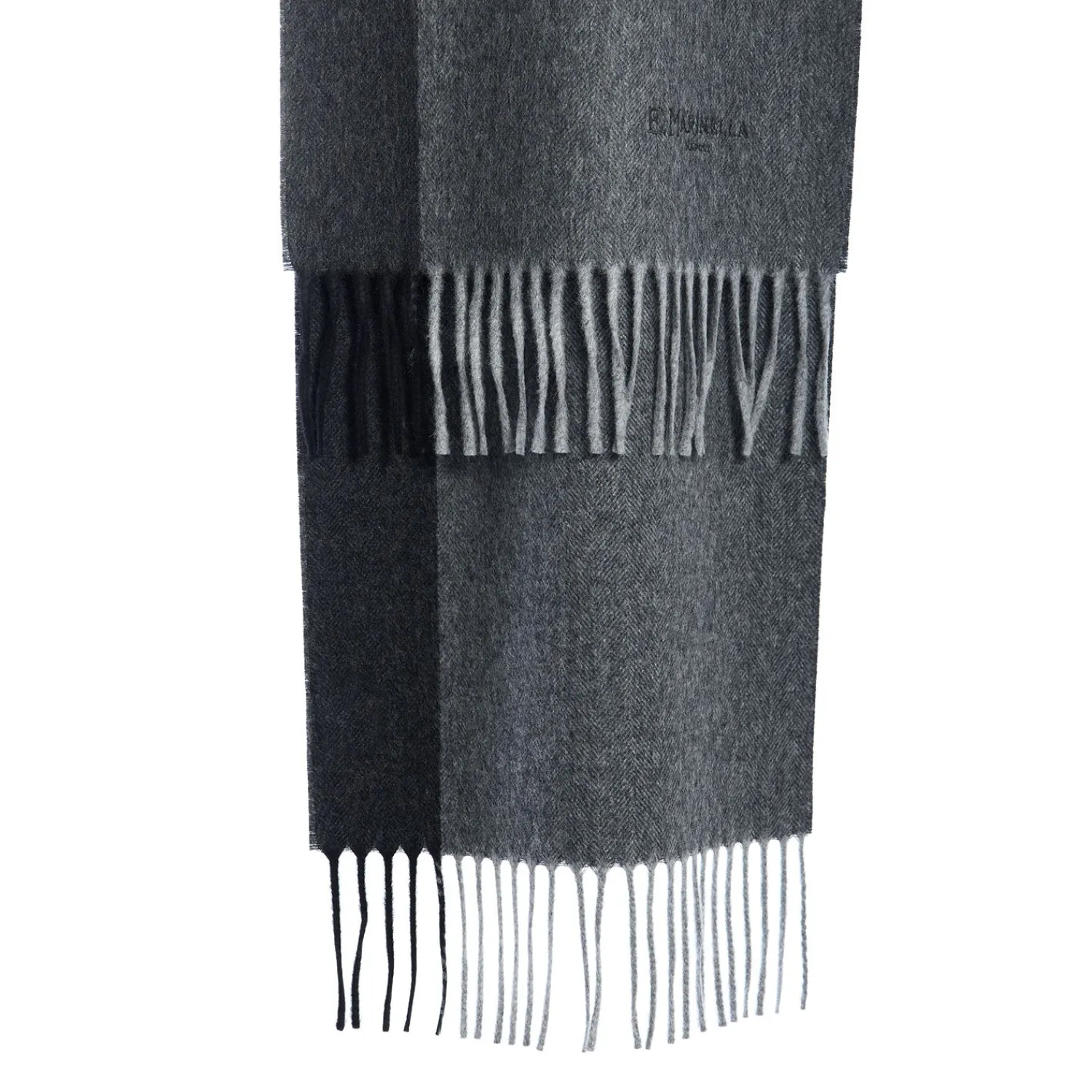 E.Marinella Sciarpe Invernali|Sciarpe Invernali|SCIARPA BICOLOR GRIGIO SCURO IN LANA E CASHMERE Tinta unita