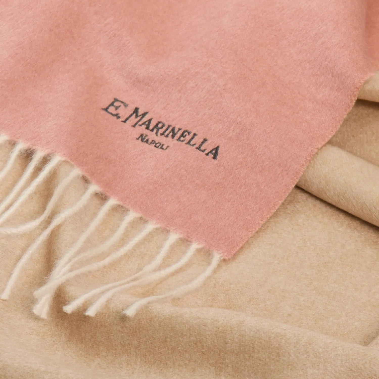 E.Marinella Sciarpe Invernali|SCIARPA BICOLOR ROSA E BEIGE IN SETA E CASHMERE Tinta unita