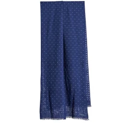 E.Marinella Sciarpe Invernali|SCIARPA BLU MEDIO IN LANA E SETA Pois