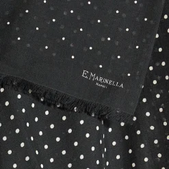 E.Marinella Sciarpe Invernali|SCIARPA NERA IN LANA E SETA Pois