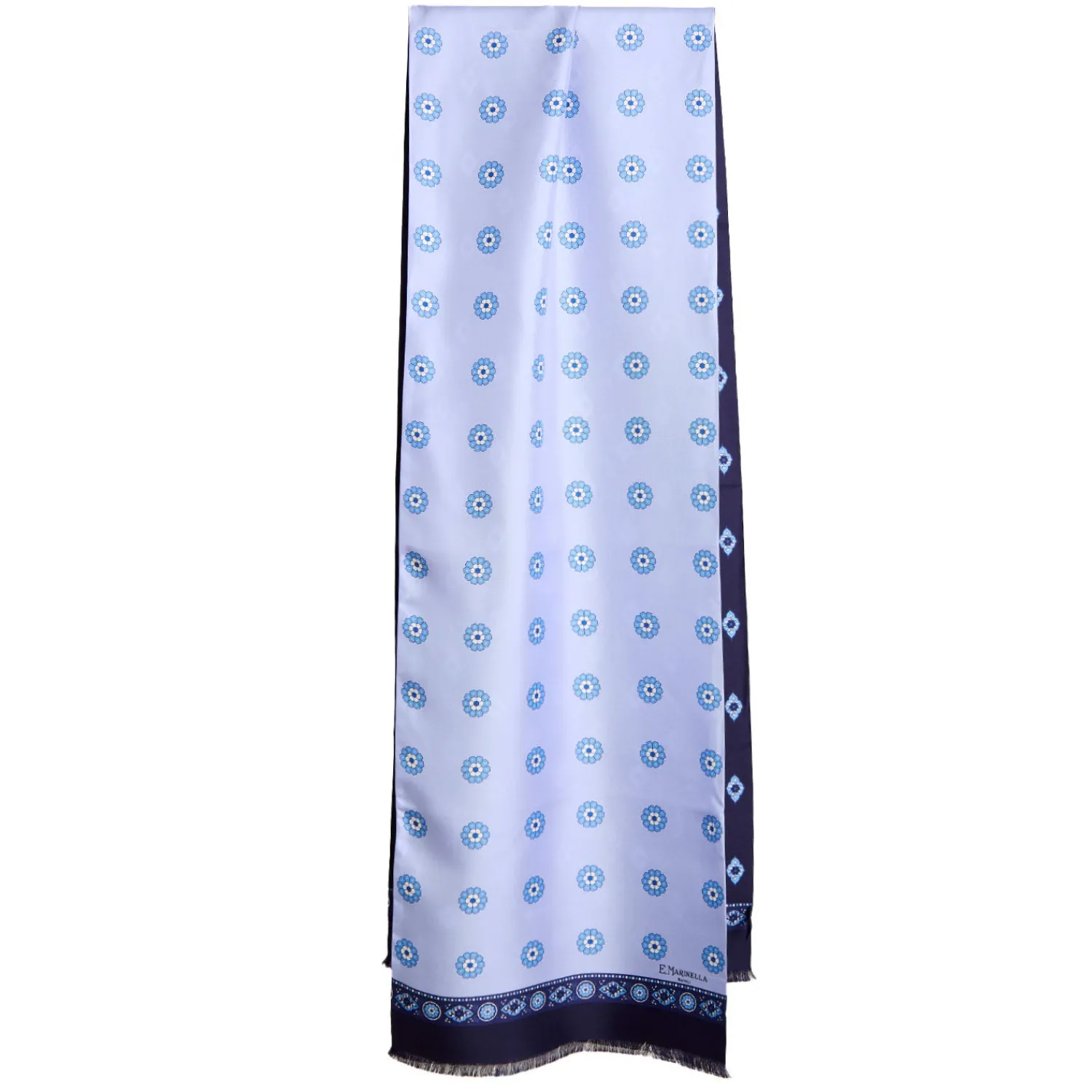E.Marinella Sciarpe In Seta|SCIARPA TUBOLARE AZZURRA IN SETA TWILL Geometric harmony