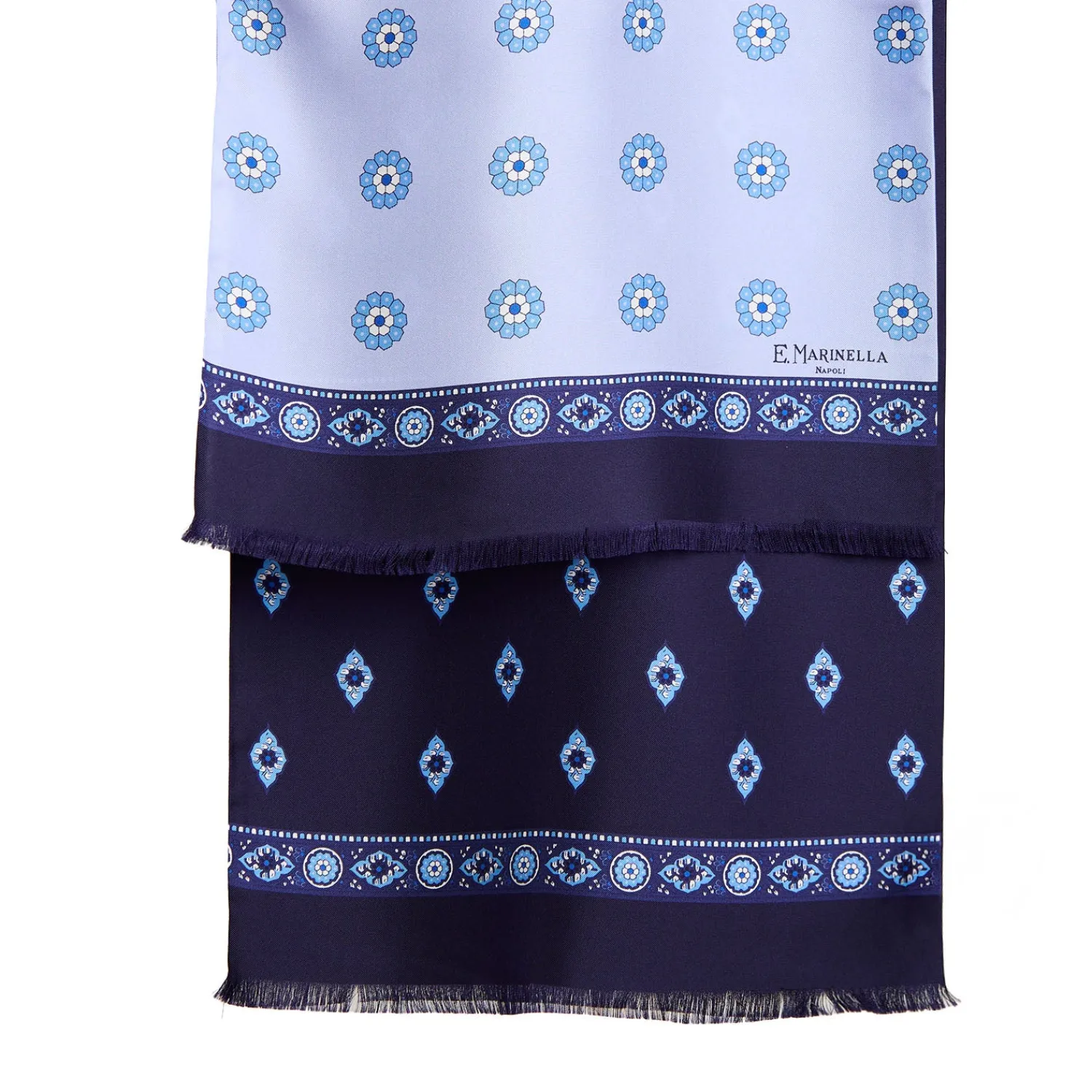 E.Marinella Sciarpe In Seta|SCIARPA TUBOLARE AZZURRA IN SETA TWILL Geometric harmony