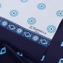 E.Marinella Sciarpe In Seta|SCIARPA TUBOLARE AZZURRA IN SETA TWILL Geometric harmony