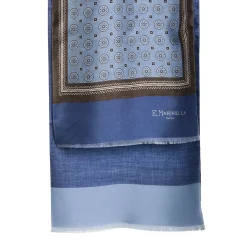 E.Marinella Sciarpe In Seta|SCIARPA TUBOLARE AZZURRA IN SETA TWILL Classic daisy