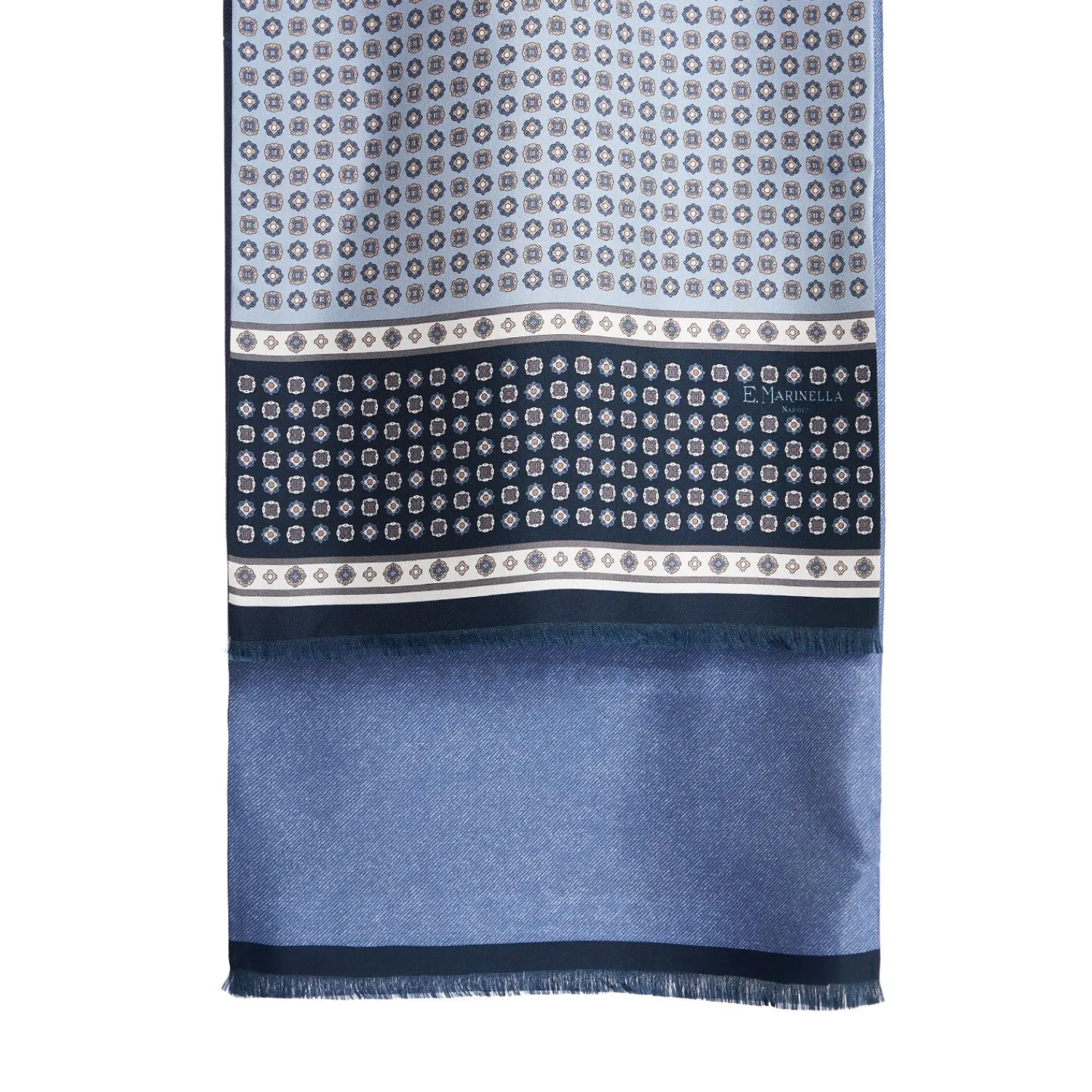 E.Marinella Sciarpe In Seta|SCIARPA TUBOLARE AZZURRA IN SETA TWILL Busy pattern