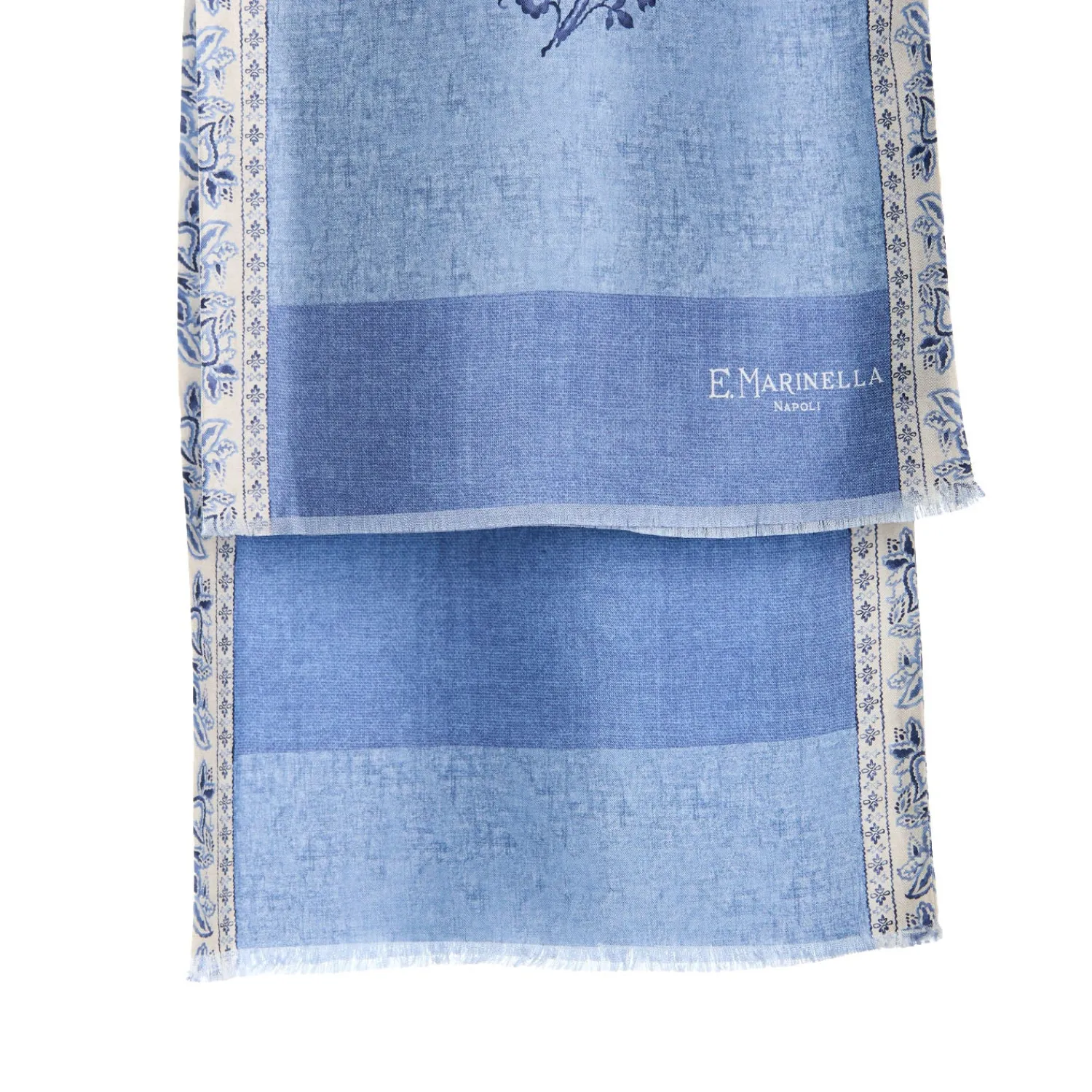 E.Marinella Sciarpe In Seta|SCIARPA TUBOLARE AZZURRA IN SETA TWILL Paisley pattern