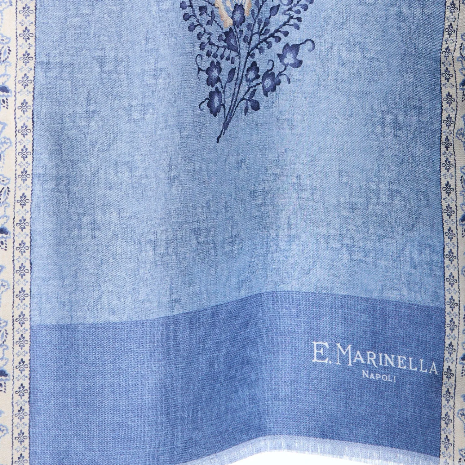 E.Marinella Sciarpe In Seta|SCIARPA TUBOLARE AZZURRA IN SETA TWILL Paisley pattern