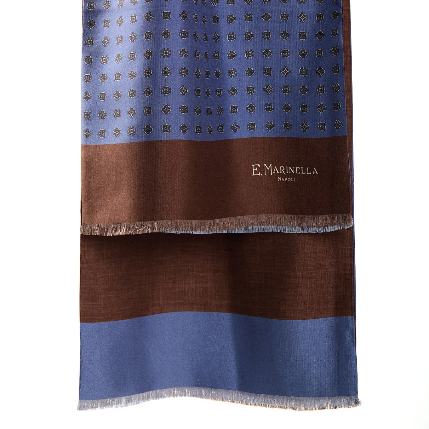 E.Marinella Sciarpe In Seta|SCIARPA TUBOLARE AZZURRO POLVERE IN SETA TWILL Classic daisy