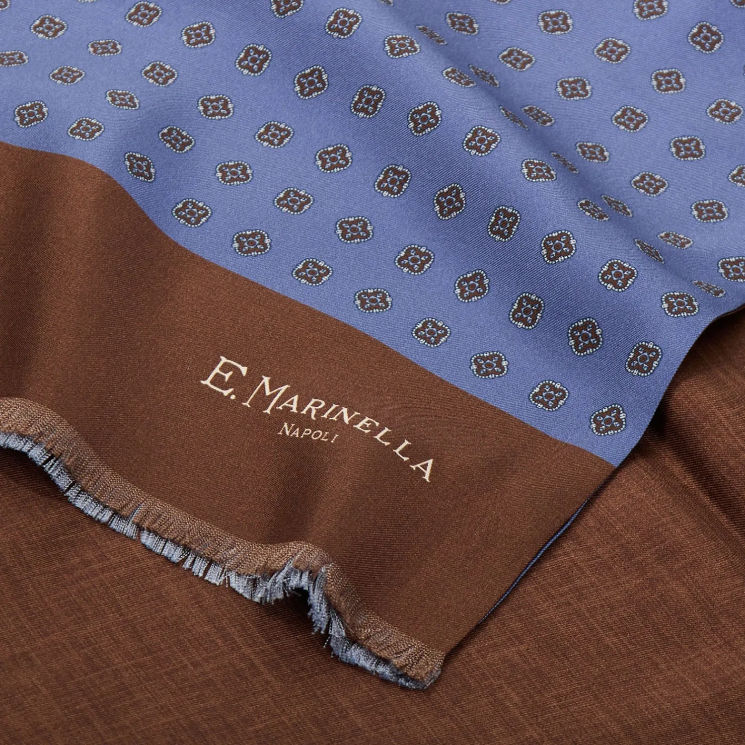 E.Marinella Sciarpe In Seta|SCIARPA TUBOLARE AZZURRO POLVERE IN SETA TWILL Classic daisy