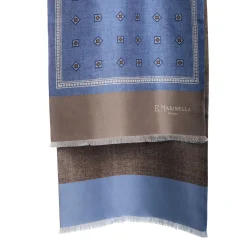 E.Marinella Sciarpe In Seta|SCIARPA TUBOLARE AZZURRO POLVERE IN SETA TWILL Classic daisy