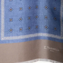 E.Marinella Sciarpe In Seta|SCIARPA TUBOLARE AZZURRO POLVERE IN SETA TWILL Classic daisy