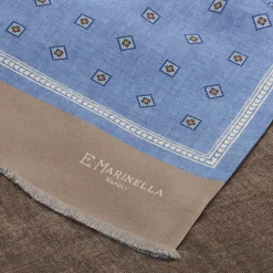 E.Marinella Sciarpe In Seta|SCIARPA TUBOLARE AZZURRO POLVERE IN SETA TWILL Classic daisy