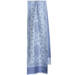 E.Marinella Sciarpe In Seta|SCIARPA TUBOLARE AZZURRO POLVERE IN SETA TWILL Paisley