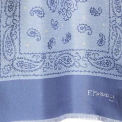 E.Marinella Sciarpe In Seta|SCIARPA TUBOLARE AZZURRO POLVERE IN SETA TWILL Paisley