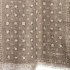E.Marinella Sciarpe Invernali|SCIARPA TUBOLARE BEIGE IN LANA E SETA Microfantasia fiore