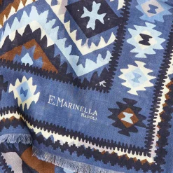 E.Marinella Sciarpe Invernali|SCIARPA TUBOLARE BLU In lana e seta