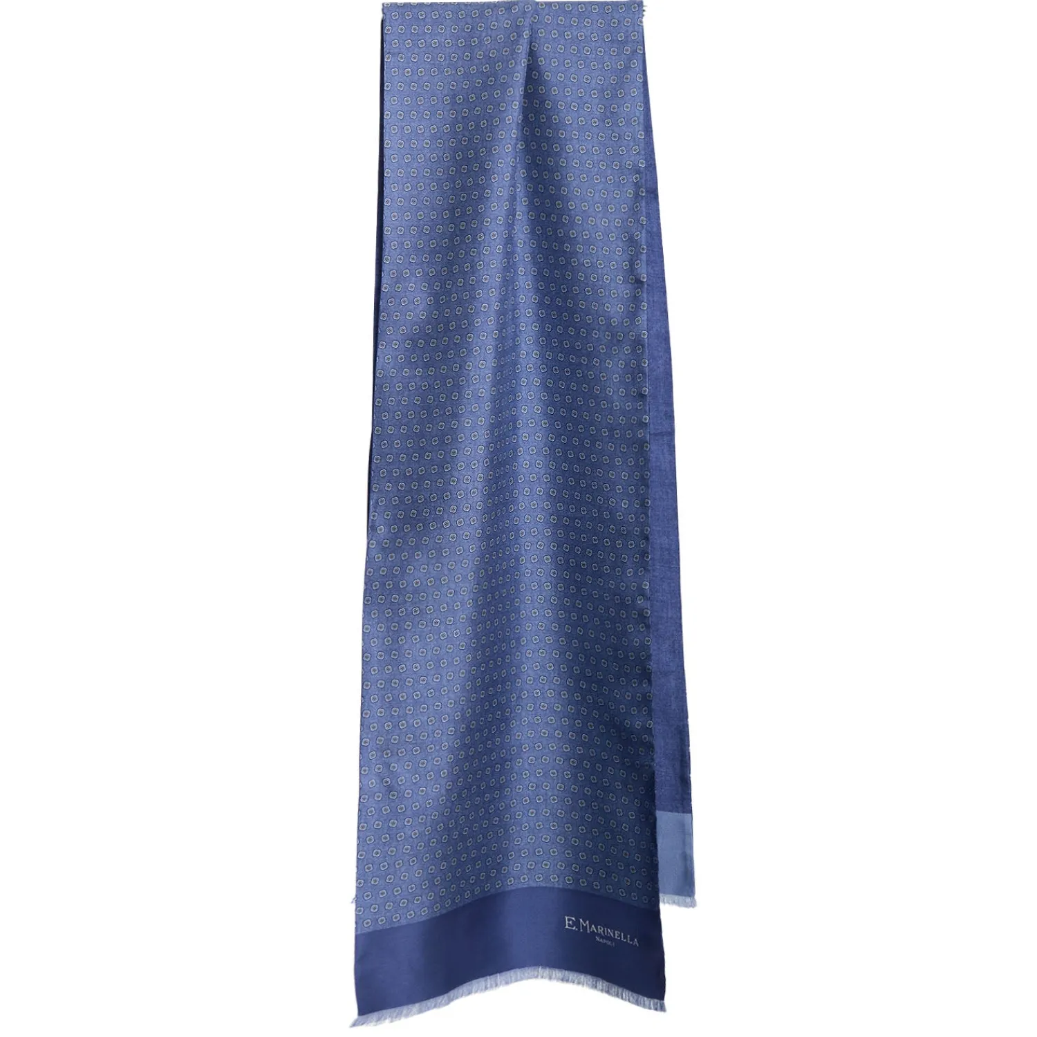 E.Marinella Sciarpe In Seta|SCIARPA TUBOLARE BLU IN SETA TWILL Classic daisy