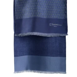 E.Marinella Sciarpe In Seta|SCIARPA TUBOLARE BLU IN SETA TWILL Classic daisy