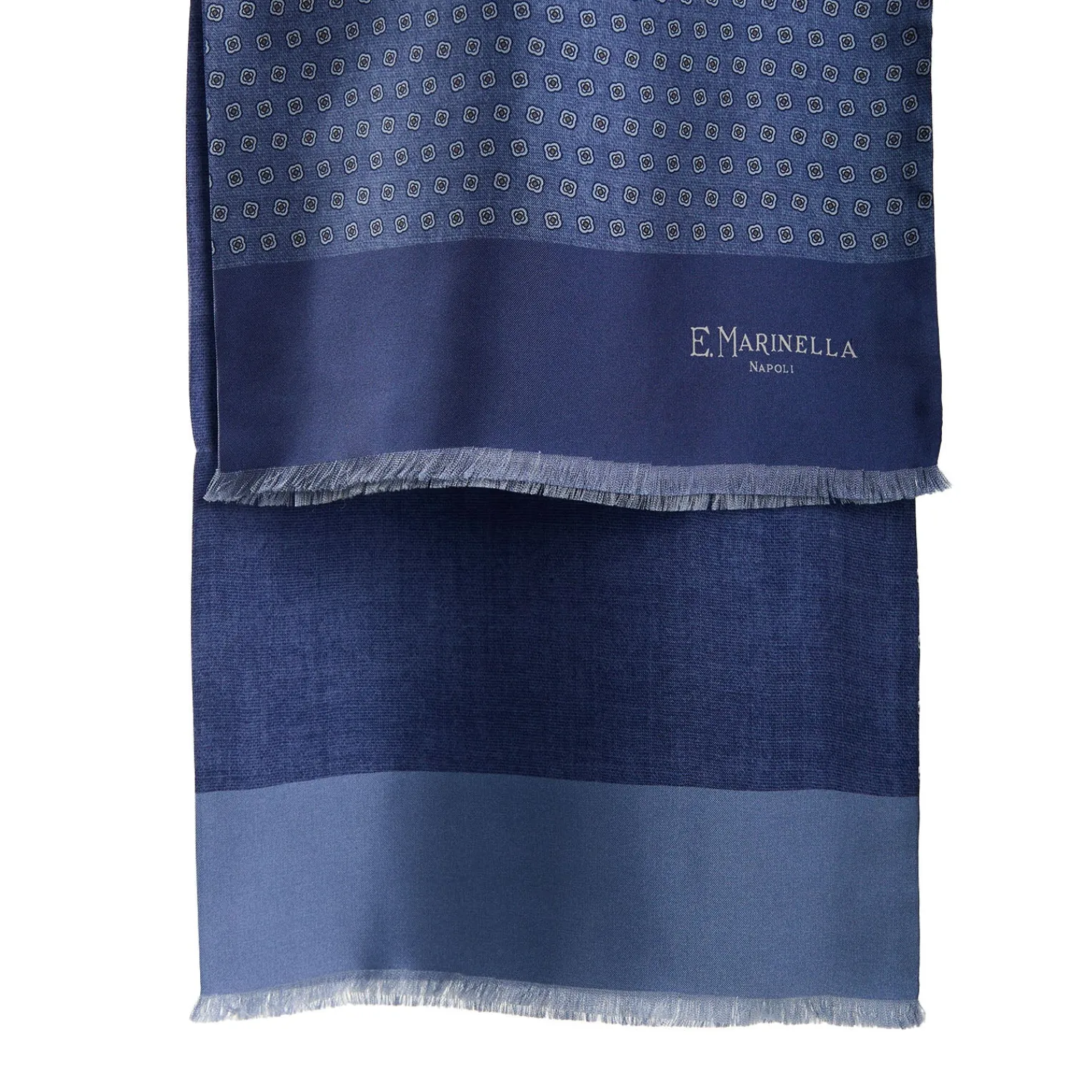 E.Marinella Sciarpe In Seta|SCIARPA TUBOLARE BLU IN SETA TWILL Classic daisy