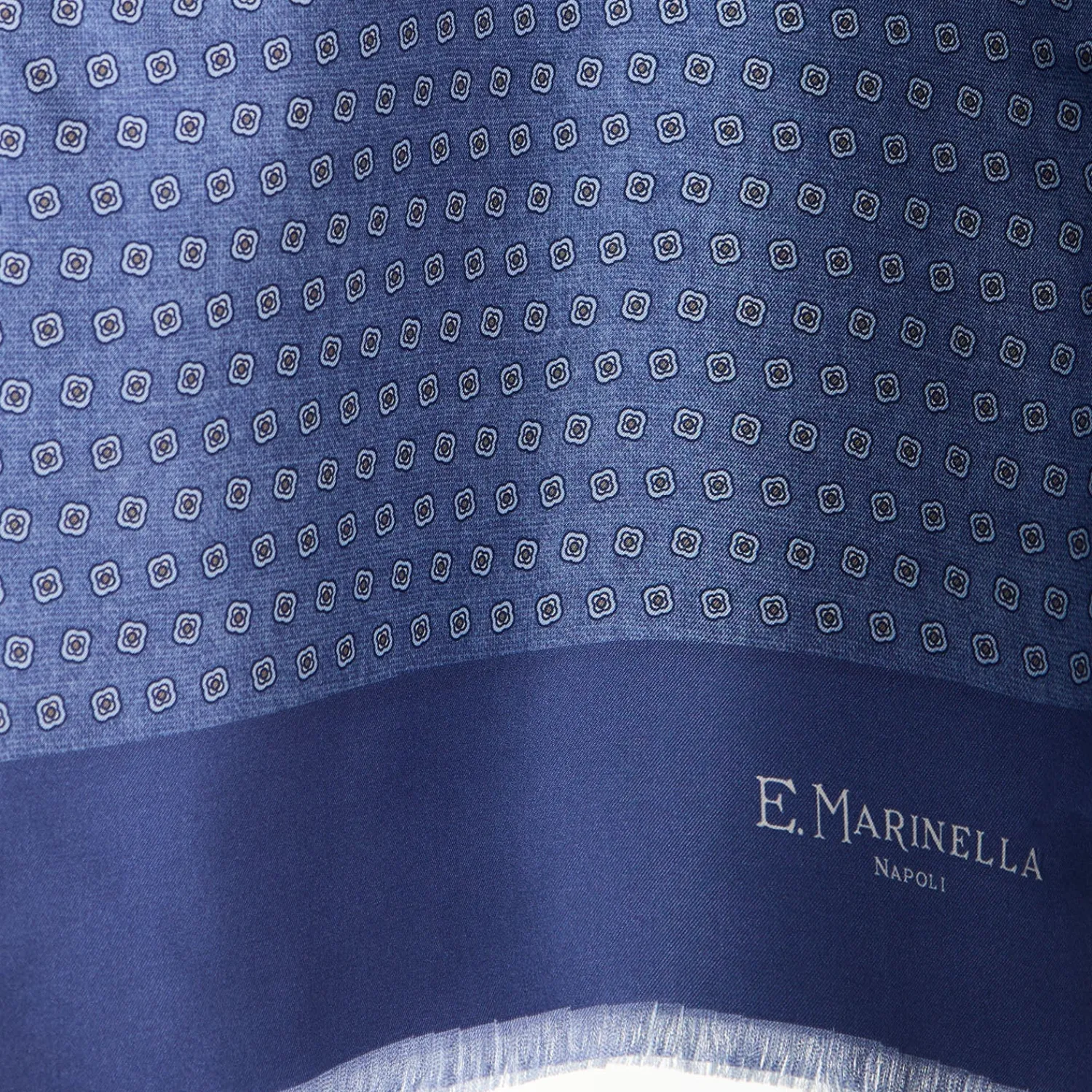 E.Marinella Sciarpe In Seta|SCIARPA TUBOLARE BLU IN SETA TWILL Classic daisy