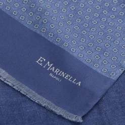 E.Marinella Sciarpe In Seta|SCIARPA TUBOLARE BLU IN SETA TWILL Classic daisy