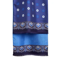 E.Marinella Sciarpe In Seta|SCIARPA TUBOLARE BLU IN SETA TWILL Floral drift