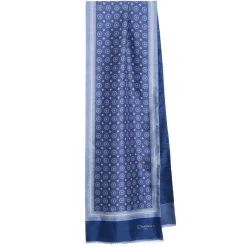 E.Marinella Sciarpe In Seta|SCIARPA TUBOLARE BLU IN SETA TWILL Busy pattern