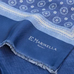E.Marinella Sciarpe In Seta|SCIARPA TUBOLARE BLU IN SETA TWILL Busy pattern