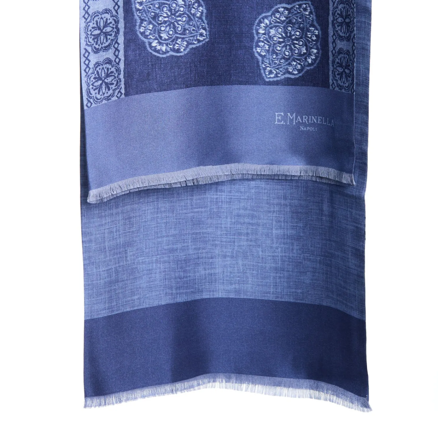 E.Marinella Sciarpe In Seta|SCIARPA TUBOLARE BLU IN SETA TWILL Classic daisy