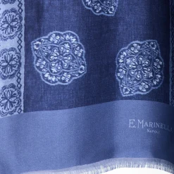 E.Marinella Sciarpe In Seta|SCIARPA TUBOLARE BLU IN SETA TWILL Classic daisy
