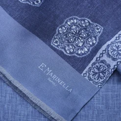 E.Marinella Sciarpe In Seta|SCIARPA TUBOLARE BLU IN SETA TWILL Classic daisy