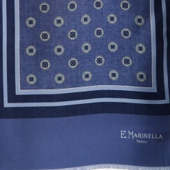 E.Marinella Sciarpe In Seta|SCIARPA TUBOLARE BLU IN SETA TWILL Classic daisy