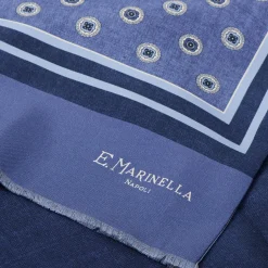 E.Marinella Sciarpe In Seta|SCIARPA TUBOLARE BLU IN SETA TWILL Classic daisy