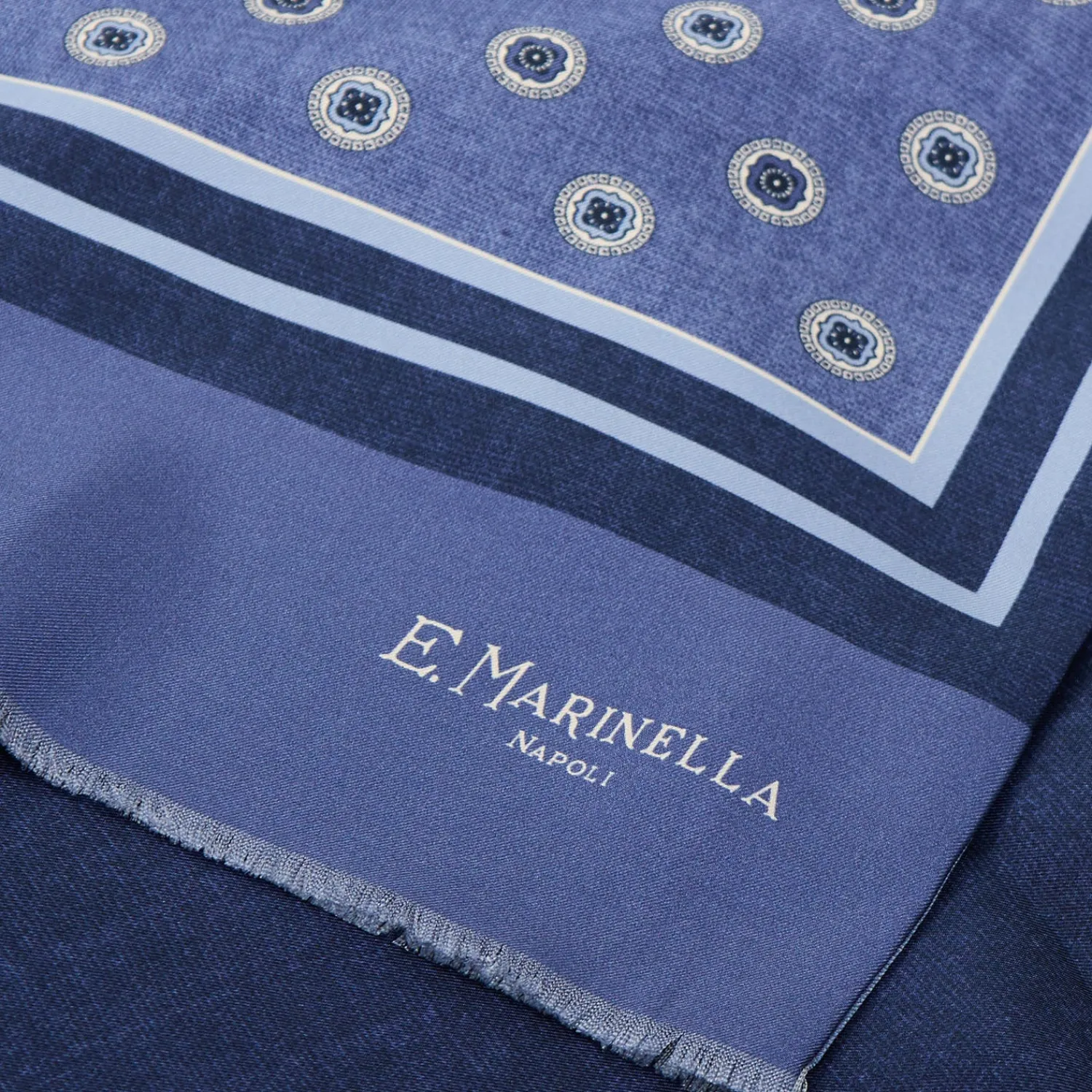 E.Marinella Sciarpe In Seta|SCIARPA TUBOLARE BLU IN SETA TWILL Classic daisy